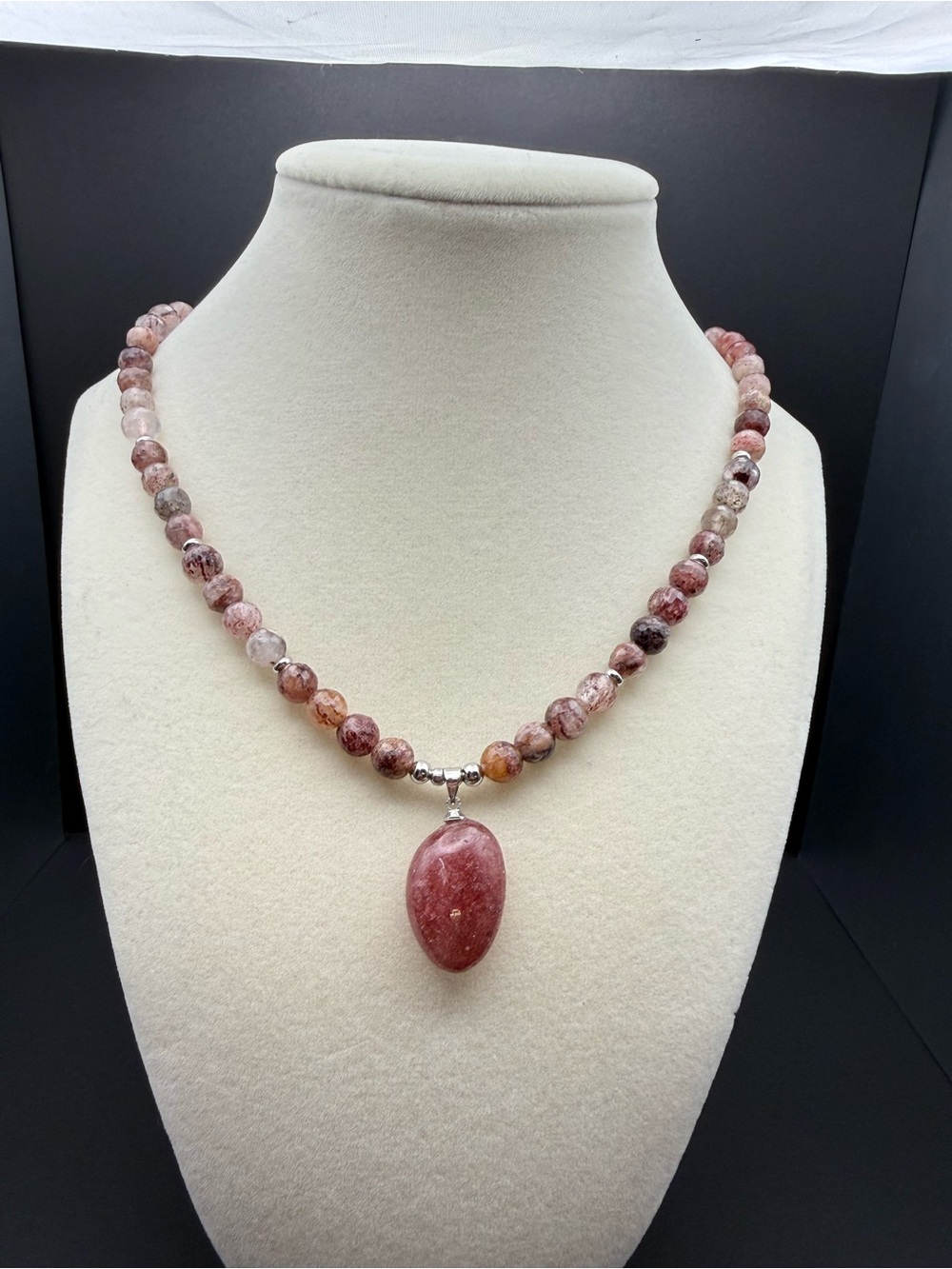 Sunstone and Strawberry Quartz Necklace